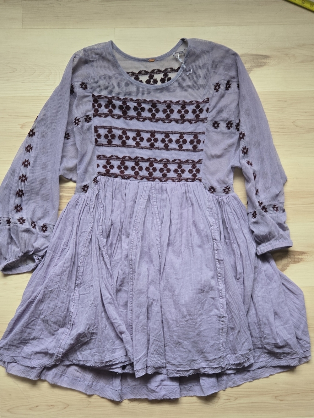 Free People Need Me Embroidered Mini Dress, Purple, Size Medium